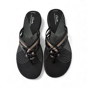 Clarks Cloudsteppers Breeze Coral Sandals Black Combi Comfort Flip Flops